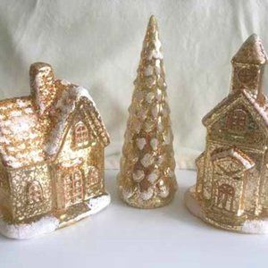 Illuminated Mercury Glass Village